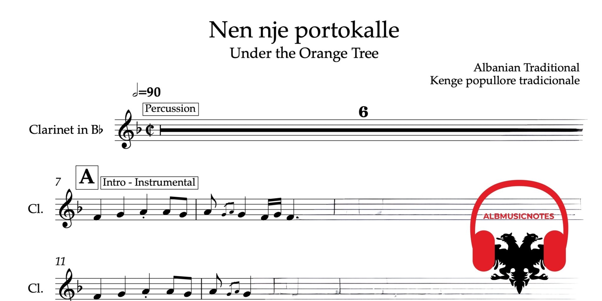 Nen nje portokalle, Clarinet Sheet Music - Alb Music Notes