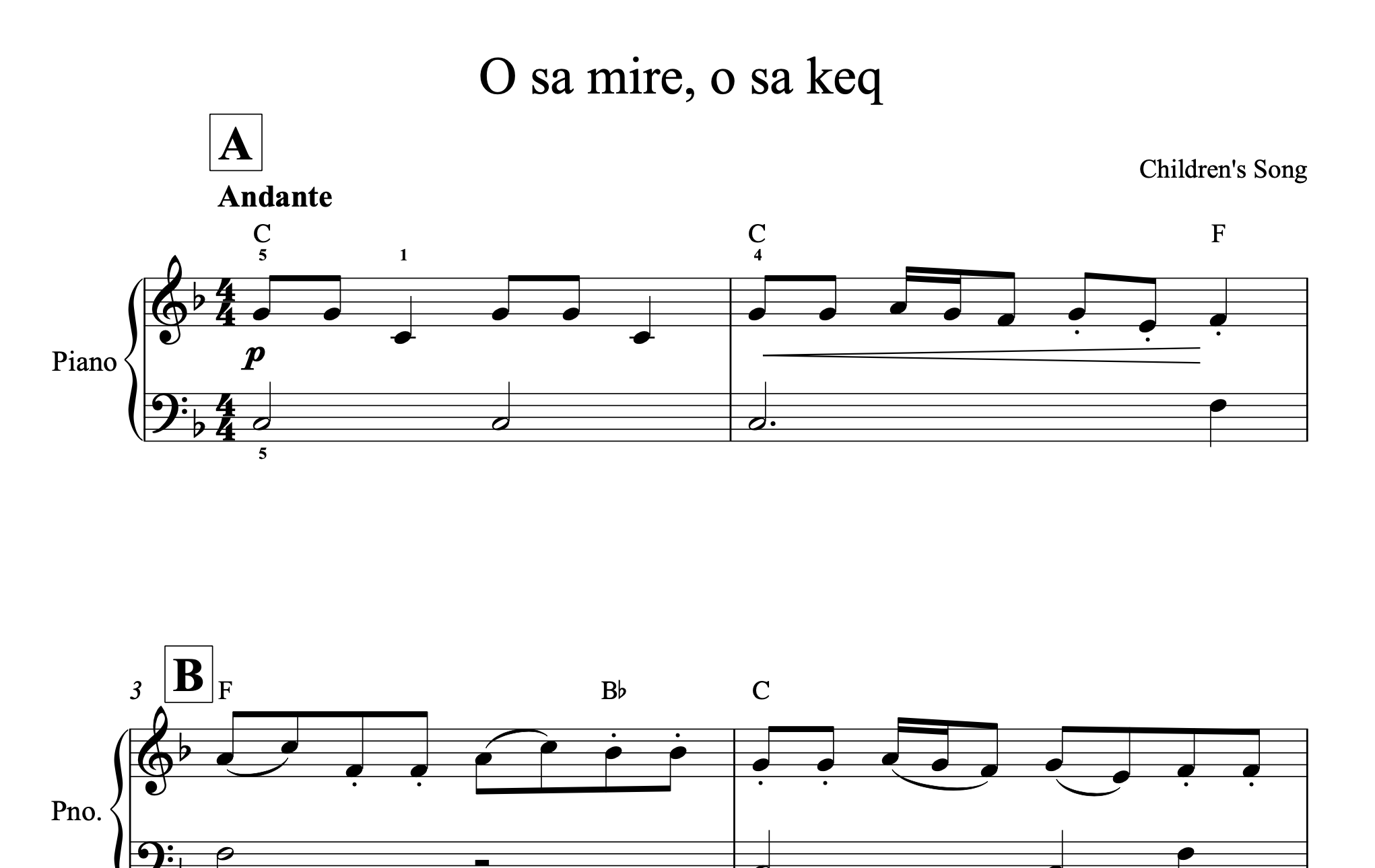 O sa mire, o sa keq, Piano sheet + chords - Alb Music Notes