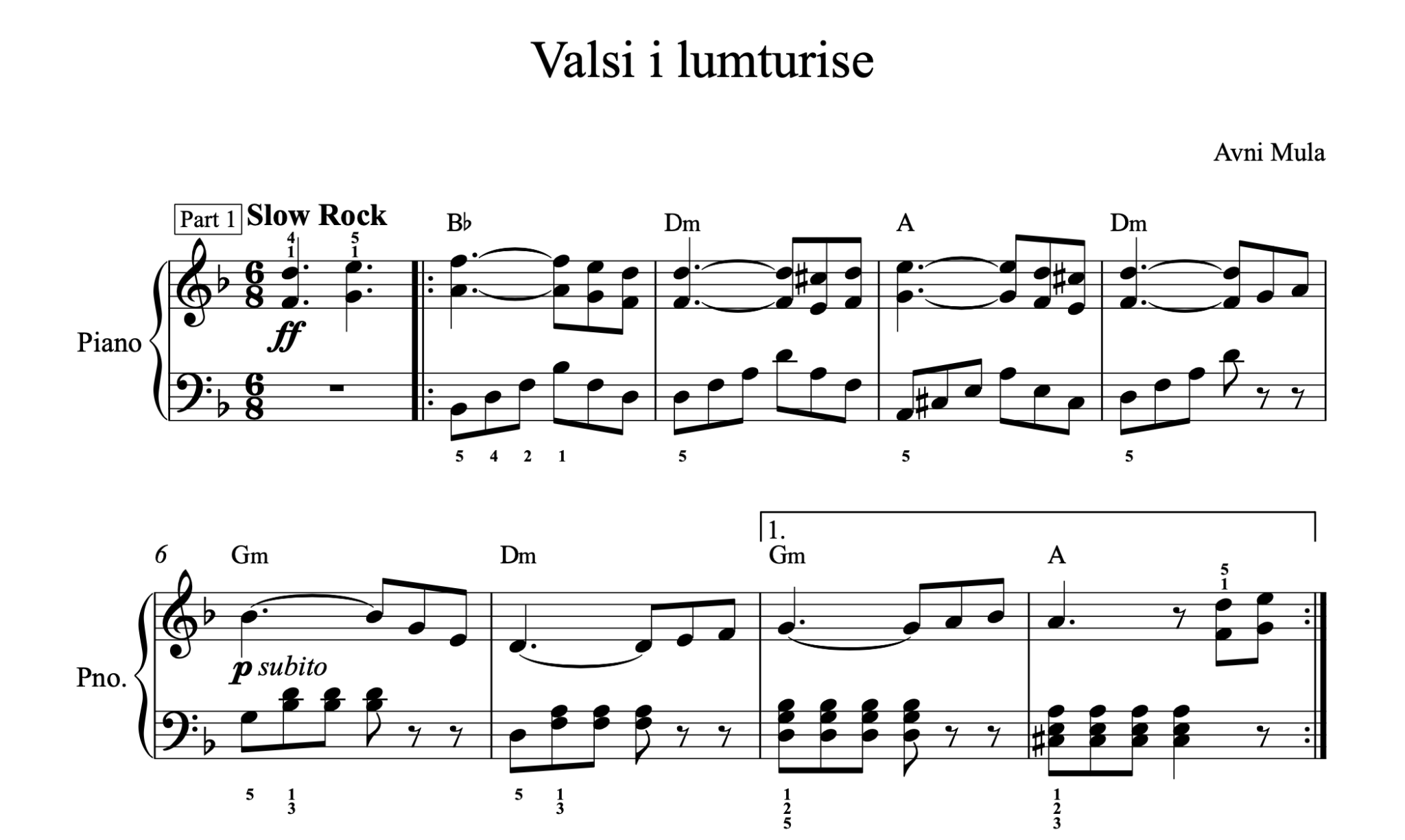 Valsi i lumturise, Piano sheet + chords - Alb Music Notes